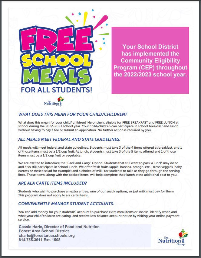 Free School Meals for all FASD Students! - Forest Area School District
