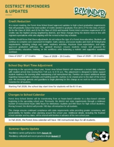 District reminders and updates